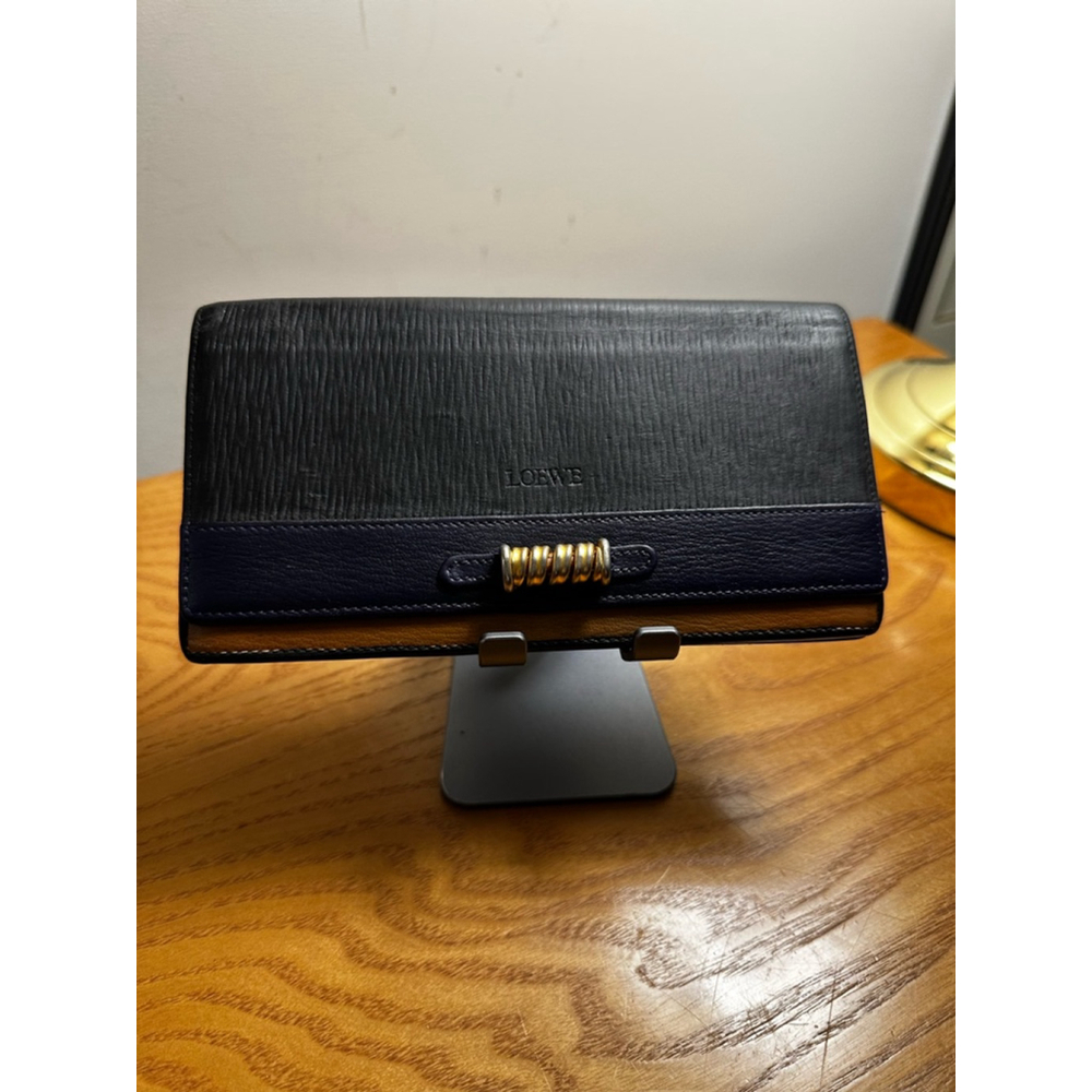 Loewe Black, Brown and Blue Leather Long Flap Wallet